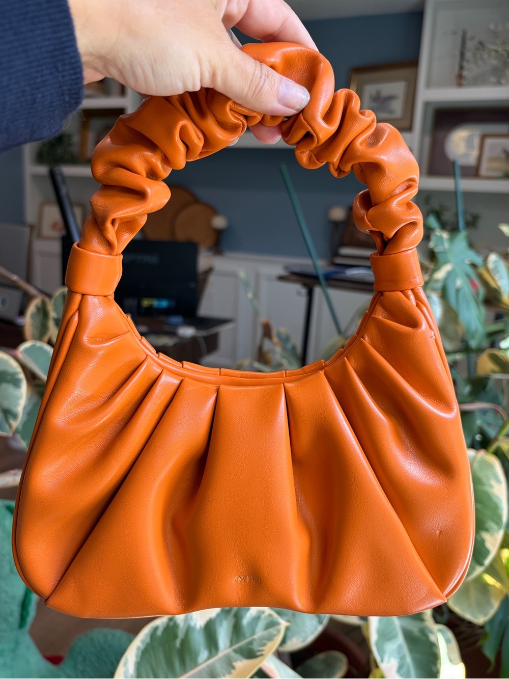 JW PEI Ruched Handle Mini Hobo Bag in Orange